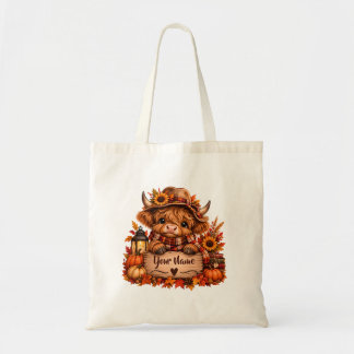 Personalisierter Highland-Kuh-Herbst-Bauernhof Tragetasche