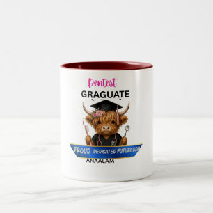 Personalisierter Highland-Kuh-Zahnreinigungshygien Zweifarbige Tasse