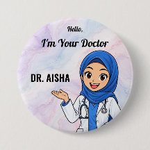 Personalisierter Hijab-Arzt-Name-Button