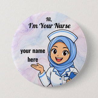 Personalisierter Hijab-Krankenschwester-Name-Butto Button