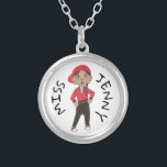 Personalisierter Hip Hop Tance-Lehrer Hiphop-Klass Versilberte Kette<br><div class="desc">Das Design zeigt eine originelle Marker-Illustration eines Hip Hop Tänzers in einer roten Jacke, Baseballhut und Hip-Hop-Tänzer. Ideal für Tänzer, Tanzlehrer oder Studiobesitzer! Sehen Sie nicht, wonach Sie suchen? Brauchen Sie Hilfe bei der Anpassung? Klicken Sie auf "Kontakt mit diesem Designer", um etwas für Sie erstellt zu haben! Diese Abbildung...</div>