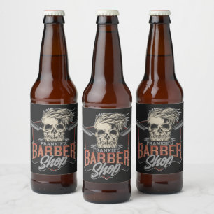 Personalisierter Hipster aus Friseursalon Skull un Bierflaschenetikett