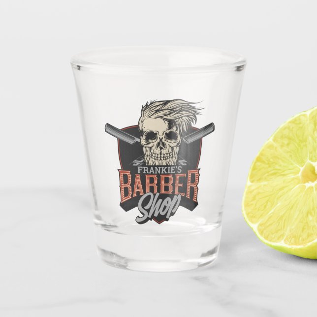 Personalisierter Hipster aus Friseursalon Skull un Schnapsglas (Vorderseite)