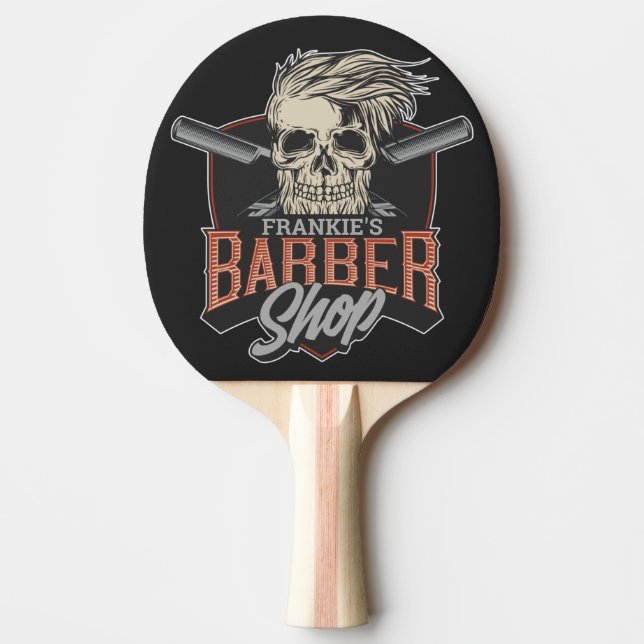 Personalisierter Hipster aus Friseursalon Skull un Tischtennis Schläger (Vorderseite)