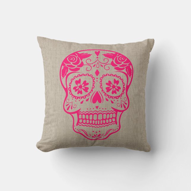 Personalisierter Hipster Zuckerhut Neon Pink Kissen (Vorderseite)