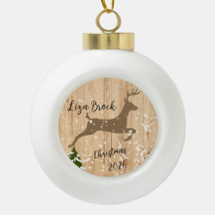 Personalisierter Hirsch Weihnachtsbaumkugel Holz H Keramik Kugel-Ornament