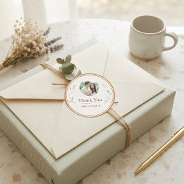 Personalisierter Hochzeit-Sticker-Siegel Botanisch Runder Aufkleber