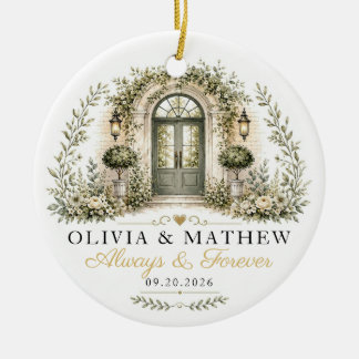 Personalisierter Hochzeits-Andenken-Schmuck Keramik Ornament