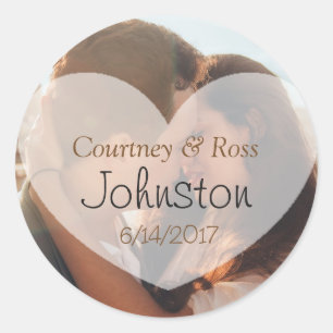 Personalisierter Hochzeitsaufkleber mit Couple-Fot Runder Aufkleber