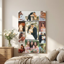 Personalisierter Hochzeitscollage-Leinwanddruck mi