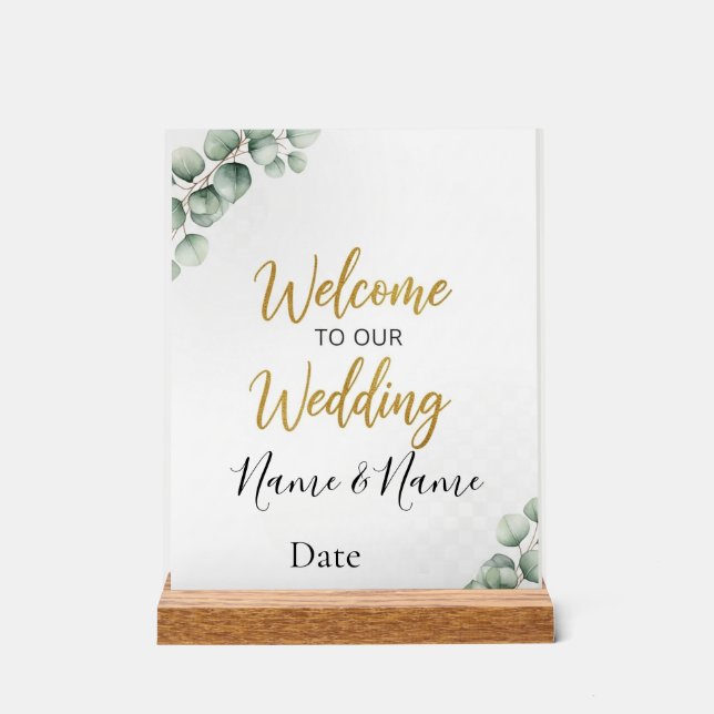 Personalisierter Hochzeitsempfang Acrylschild (Vorderseite)