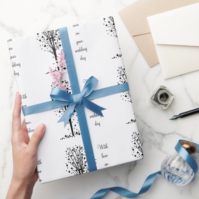 Personalisierter Hochzeitsherzbaum Geschenkpapier (Schenken)