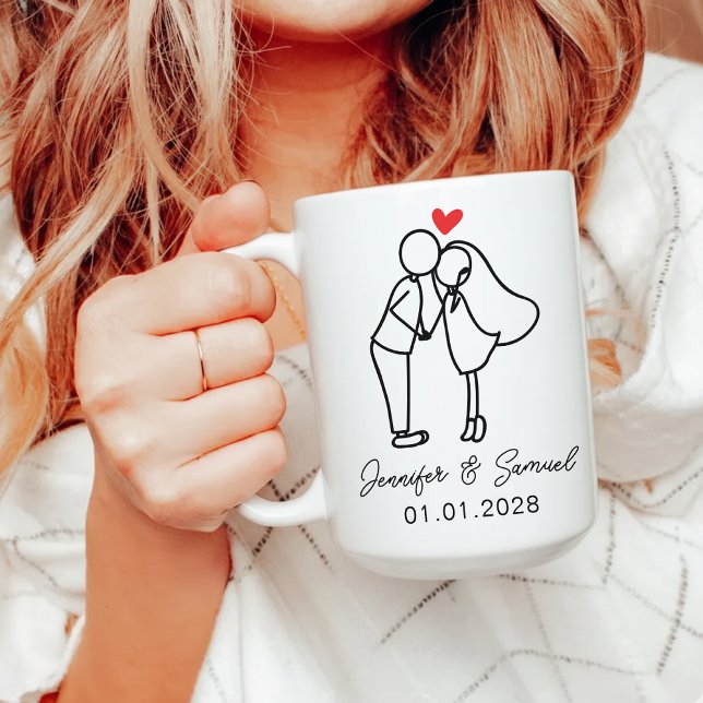 Personalisierter Hochzeitskaffeebecher als Geschen Kaffeetasse (Custom Couples Coffee Mug Wedding Gift for Newlyweds, Custom Couple Mug Gift for Wife and Husband)