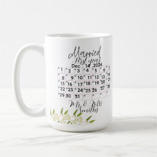 Personalisierter Hochzeitskalender Datum 1. Hochze Kaffeetasse