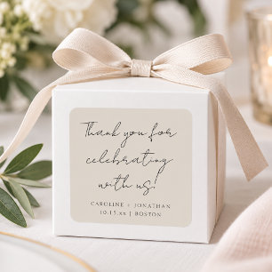 Personalisierter Hochzeitsname Elfenbein Creme Dan Quadratischer Aufkleber