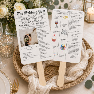 Personalisierter Hochzeitsprogramm-Fächer, Zeitung Fächer