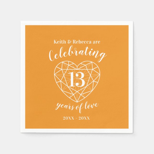 Personalisierter Hochzeitstag 13 Jahre Stadt Serviette (Vorderseite)