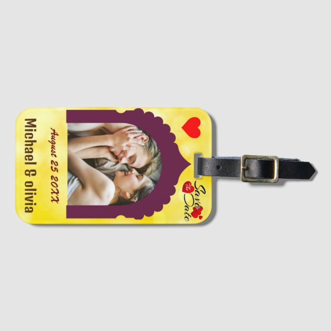 Personalisierter Hochzeitstag mit maßgeschneiderte Gepäckanhänger (Vorderseite (Horizontal))