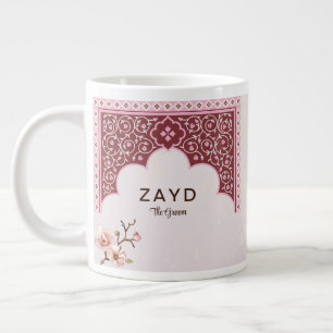 Personalisierter Hochzeitstasse – Maroon & Rosa Bo Jumbo-Tasse