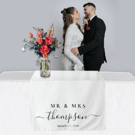 Personalisierter Hochzeitstischläufer Herr & Frau Wandteppich