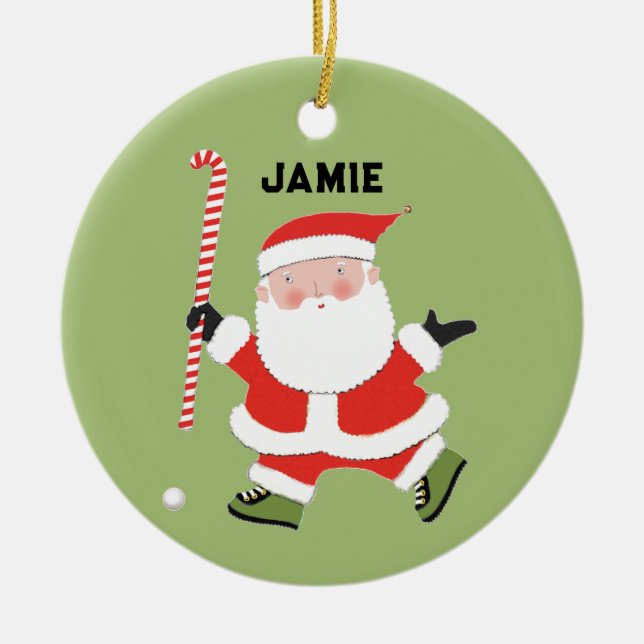 personalisierter Hockey-Kegel Keramik Ornament (Vorne)