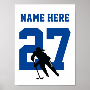 Personalisierter Hockey-Spieler der Frauen Blue Poster