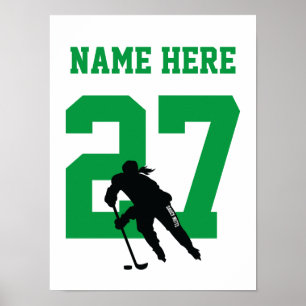 Personalisierter Hockey-Spieler der Frauen Grün Poster