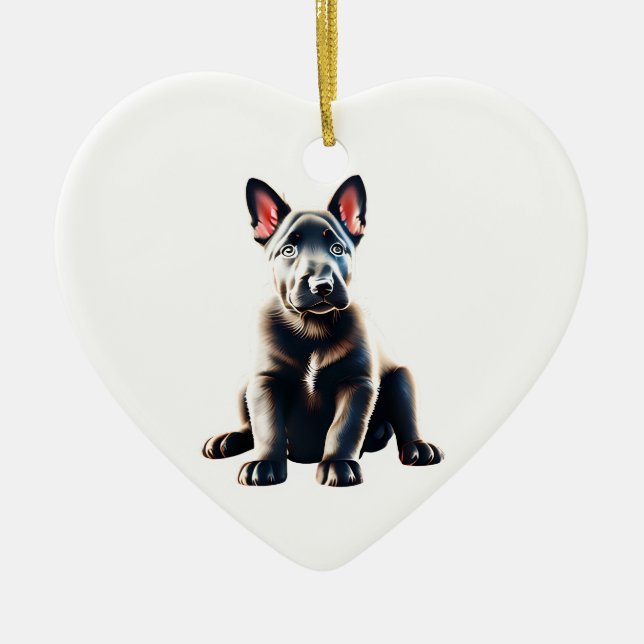 Personalisierter holländischer Schäferwelpen Keramik Ornament (Vorne)