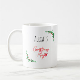 Personalisierter Holly Berry Candy Cane Name Weihn Kaffeetasse
