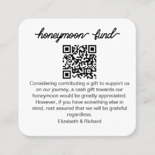 Personalisierter Honeymoon Fund QR Wedding Registr Begleitkarte