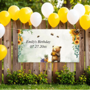Personalisierter Honigbär Geburtstag Banner