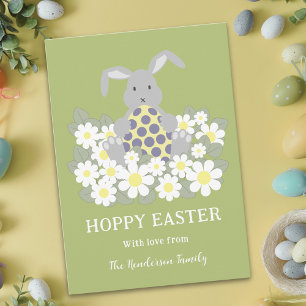 Personalisierter Hoppy Oster Hase Frühlingsblumen  Feiertagskarte