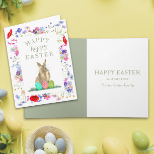 Personalisierter Hoppy Oster Hase Frühlingsblumen  Karte