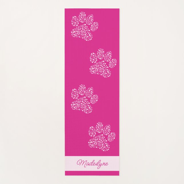 Personalisierter Hot Pink-Druckknopf Yogamatte (Vorderseite)