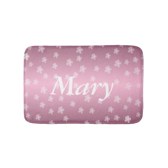Personalisierter Hübsch rosa Blütenmatte Badematte (Vorderseite)