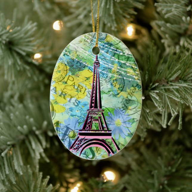 Personalisierter Hübscher Eiffelturm Paris Keramik Ornament (Baum)