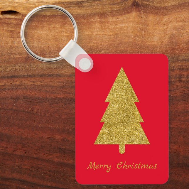 Personalisierter hübscher Goldbaum Xmas Schlüsselanhänger (Vorderseite)
