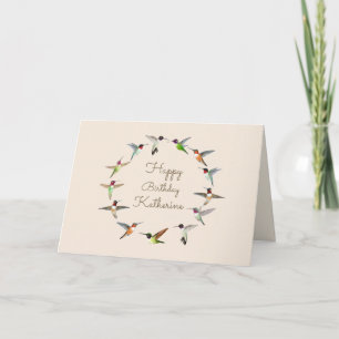 Personalisierter Hummingbird zum Geburtstag Karte