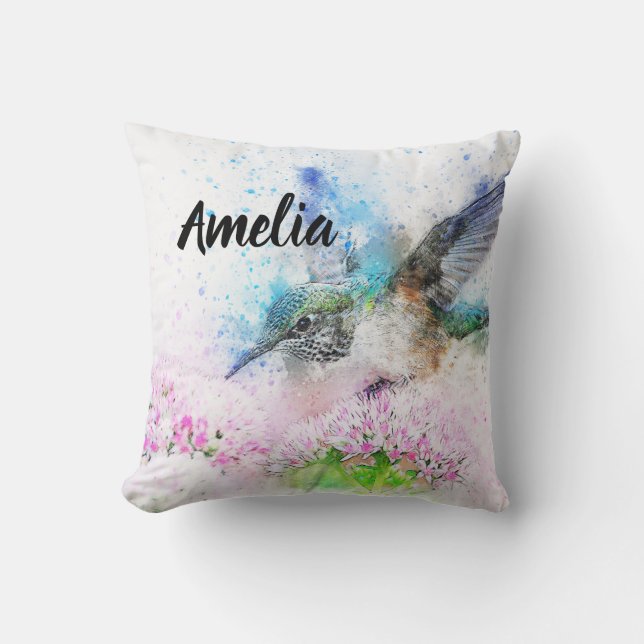 Personalisierter Hummingvogel Kissen (Vorderseite)