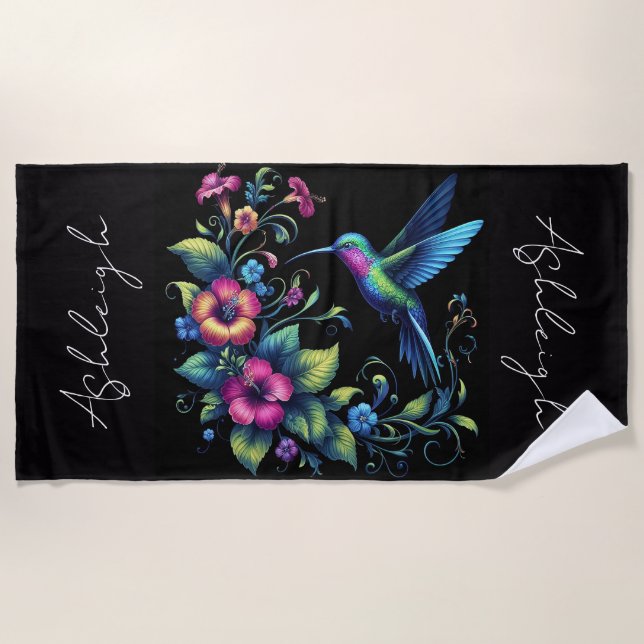 Personalisierter Hummingvogel Strandtuch (Vorderseite)