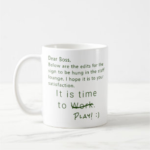 Personalisierter Humorer Office Work Play Boss, gr Kaffeetasse