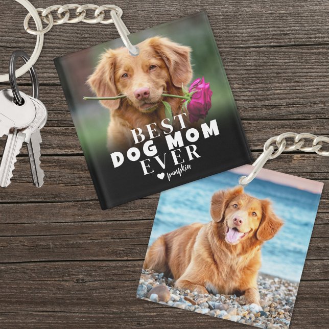 Personalisierter Hund Beste Mama Foto Schlüsselanhänger (Personalized Pet Dog Best Mom Photo Keychain )