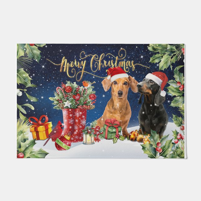 Personalisierter Hund Doormat, fröhlicher Weihnach Fußmatte (Vorderseite)