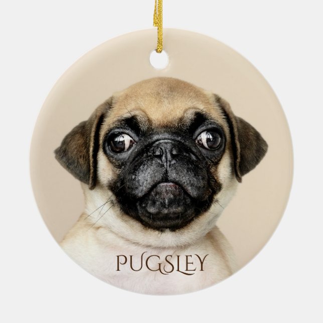 Personalisierter Hund Foto Weihnachtsbaum Keramik Ornament (Hinten)