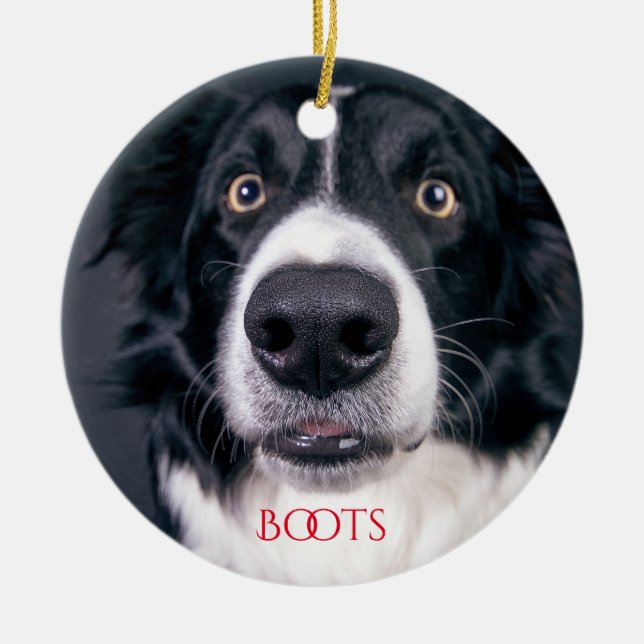 Personalisierter Hund Foto Weihnachtsbaum Keramik Ornament (Vorne)