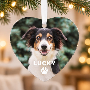 Personalisierter Hund Fotoabdruck auf Herzanhänger Ornament