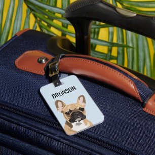 Personalisierter Hund Französische Bulldogge Fre Gepäckanhänger
