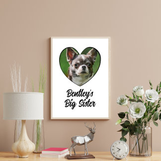 Personalisierter Hund Großschwester Foto & Text Poster