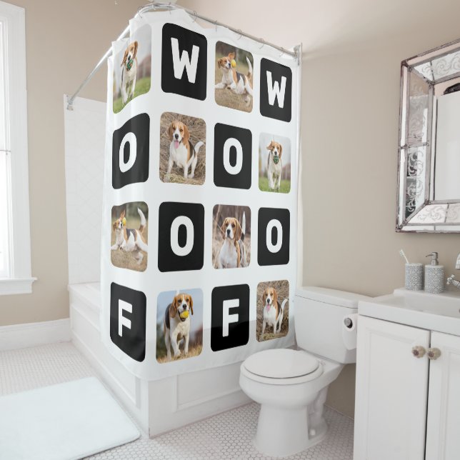 Personalisierter Hund-Hund-Lover-Fotolage Duschvorhang (Beispiel)