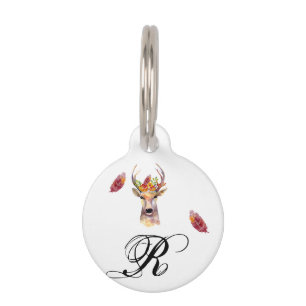Personalisierter Hund-ID-Tag boho Hirsch Buck Head Haustiermarke